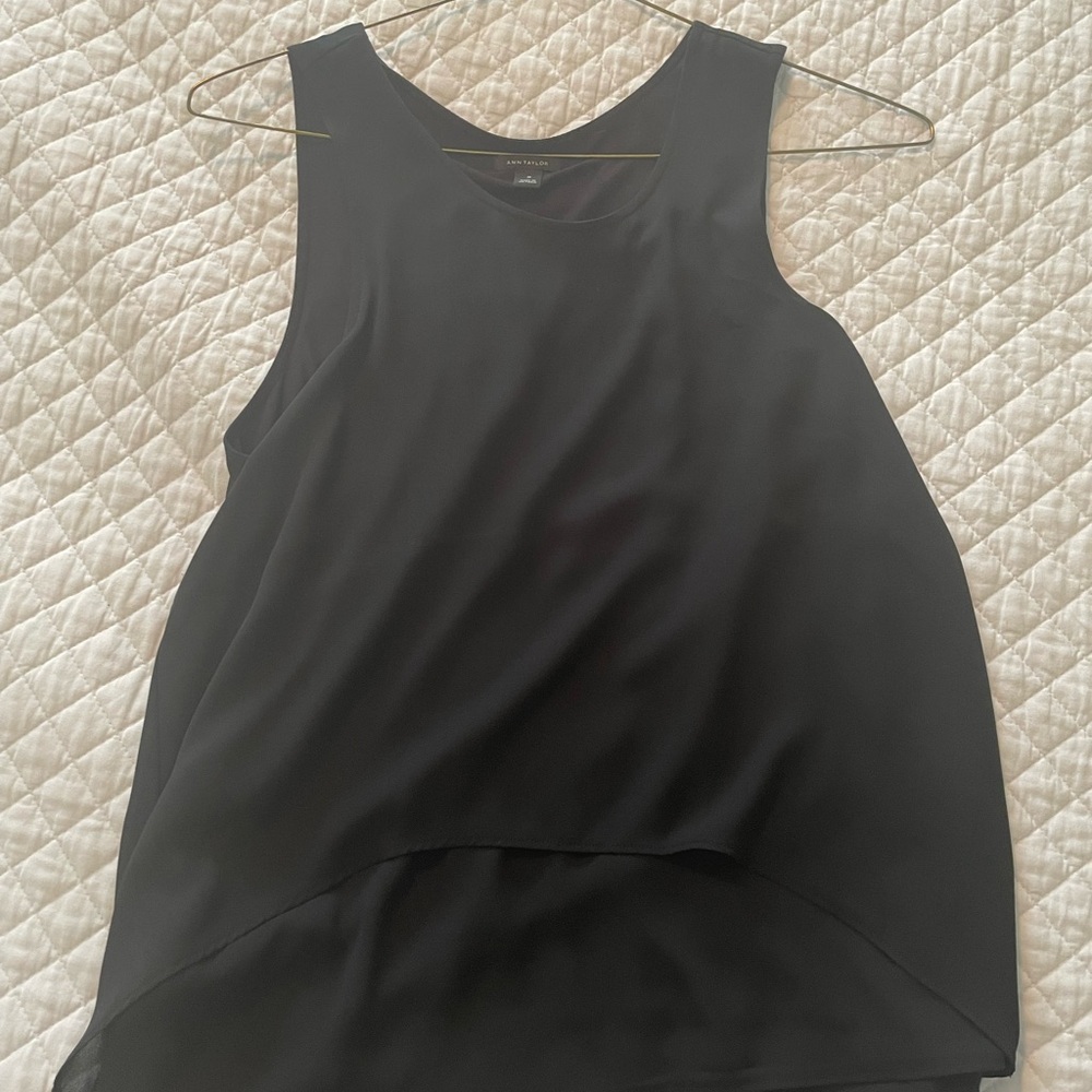 Black Ann Taylor chiffon double layer sleeveless tank